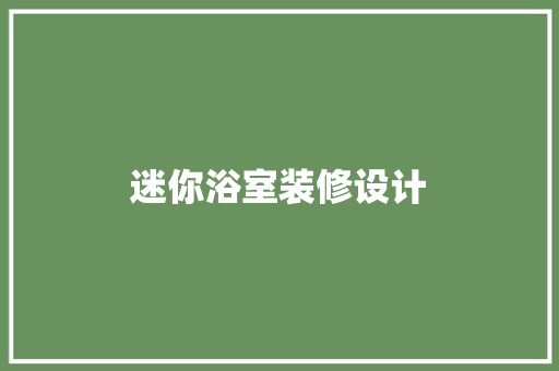 迷你浴室装修设计