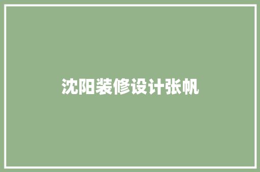 沈阳装修设计张帆
