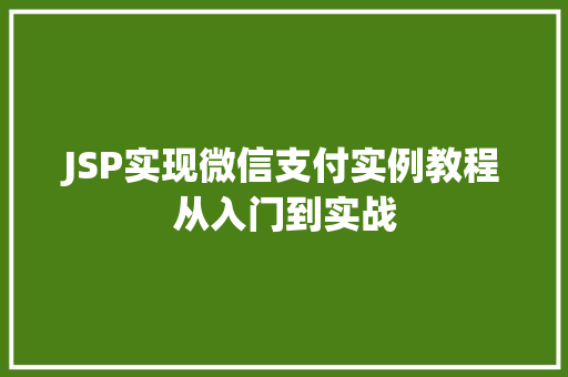 JSP实现微信支付实例教程从入门到实战