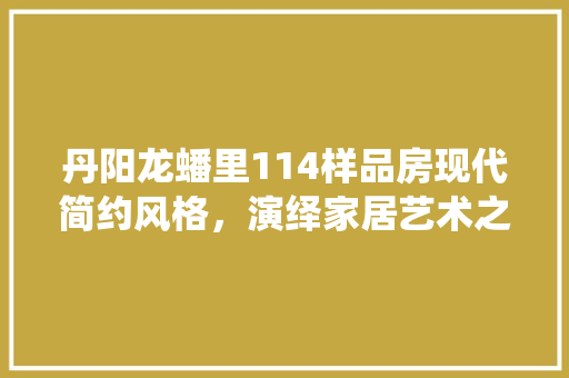 丹阳龙蟠里114样品房现代简约风格，演绎家居艺术之美