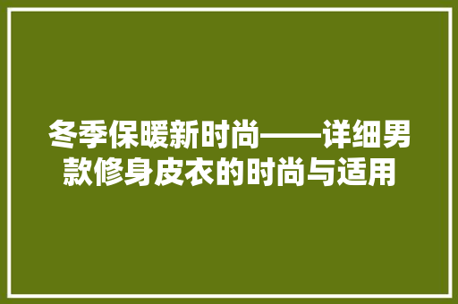 冬季保暖新时尚——详细男款修身皮衣的时尚与适用  第1张