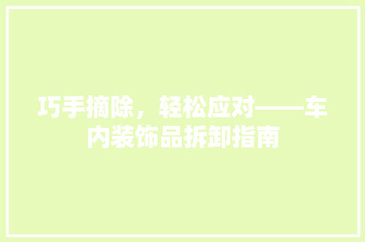 巧手摘除,轻松应对——车内装饰品拆卸指南