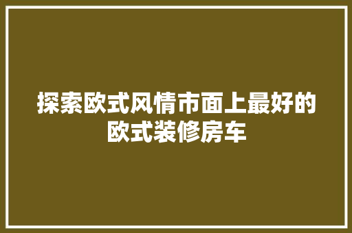 探索欧式风情市面上最好的欧式装修房车