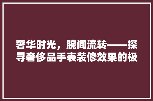 奢华时光，腕间流转——探寻奢侈品手表装修效果的极致之美