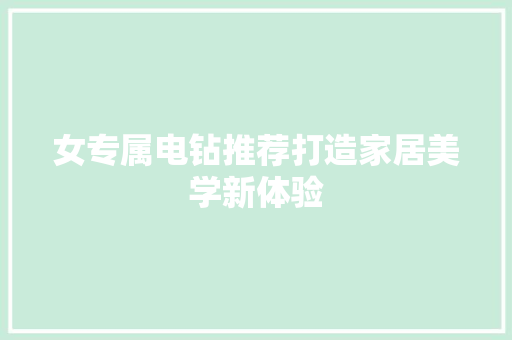 女专属电钻推荐打造家居美学新体验