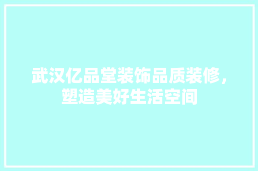 武汉亿品堂装饰品质装修,塑造美好生活空间 第1张 武汉亿品堂装饰品质装修,塑造美好生活空间 第1张