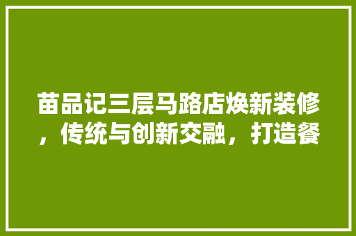 苗品记三层马路店焕新装修，传统与创新交融，打造餐饮新地标