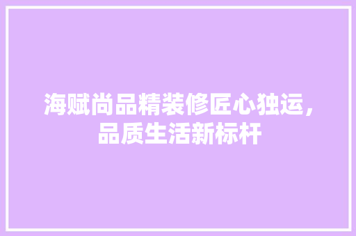海赋尚品精装修匠心独运，品质生活新标杆