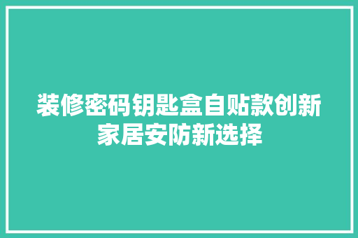 装修密码钥匙盒自贴款创新家居安防新选择