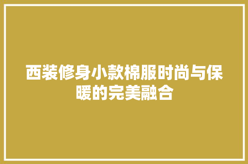 西装修身小款棉服时尚与保暖的完美融合  第1张