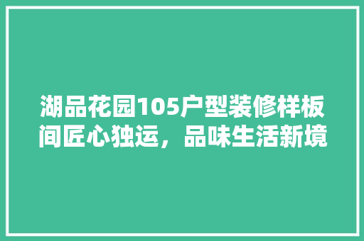 湖品花园105户型装修样板间匠心独运，品味生活新境界  第1张