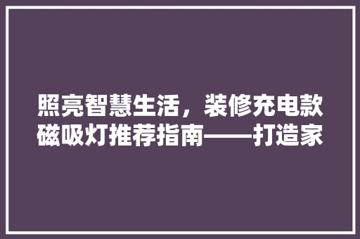 照亮智慧生活，装修充电款磁吸灯推荐指南——打造家居新亮点  第1张