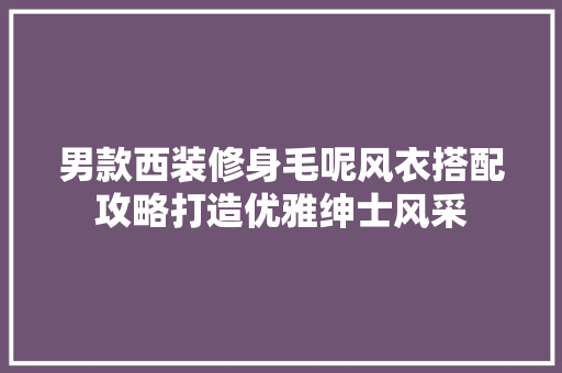 男款西装修身毛呢风衣搭配攻略打造优雅绅士风采