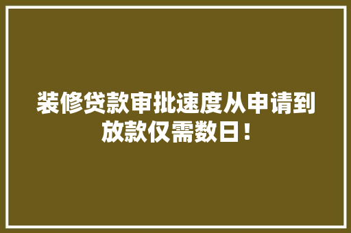 装修贷款审批速度从申请到放款仅需数日!