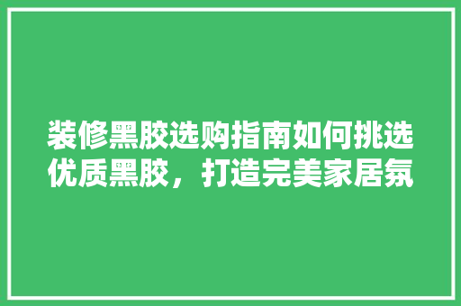 装修黑胶选购指南如何挑选优质黑胶，打造完美家居氛围  第1张