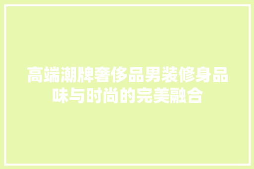 高端潮牌奢侈品男装修身品味与时尚的完美融合