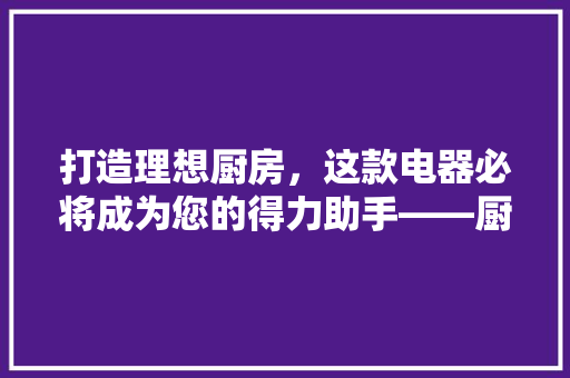 打造理想厨房,这款电器必将成为您的得力助手——厨房电器推荐