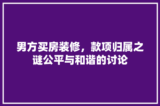 男方买房装修，款项归属之谜公平与和谐的讨论