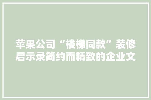 苹果公司“楼梯同款”装修启示录简约而精致的企业文化之路