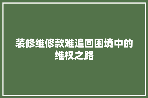 装修维修款难追回困境中的维权之路