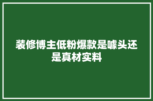 装修博主低粉爆款是噱头还是真材实料 第1张 装修博主低粉爆款是噱头还是真材实料 第1张
