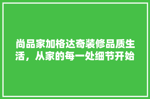 尚品家加格达奇装修品质生活，从家的每一处细节开始