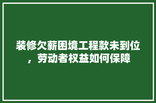 装修欠薪困境工程款未到位，劳动者权益如何保障  第1张