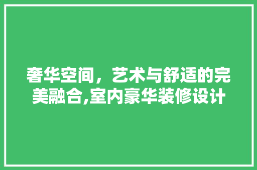 奢华空间,艺术与舒适的完美融合,室内豪华装修设计探析