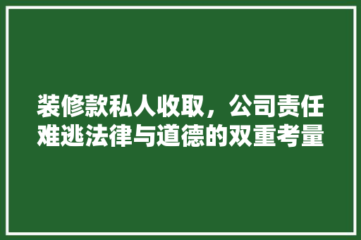 装修款私人收取,公司责任难逃法律与道德的双重考量 第1张 装修款私人收取,公司责任难逃法律与道德的双重考量 第1张