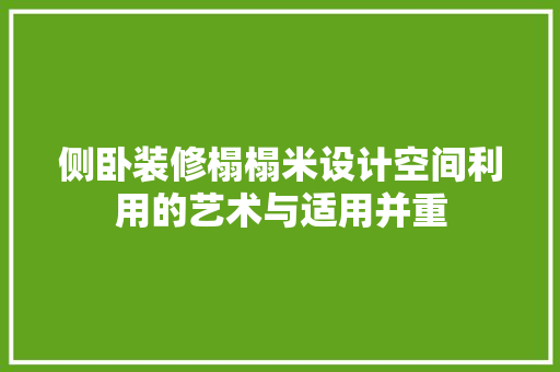 侧卧装修榻榻米设计空间利用的艺术与适用并重