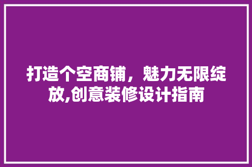 打造个空商铺,魅力无限绽放,创意装修设计指南