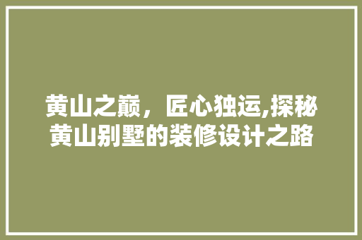 黄山之巅，匠心独运,探秘黄山别墅的装修设计之路