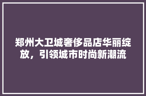 郑州大卫城奢侈品店华丽绽放，引领城市时尚新潮流